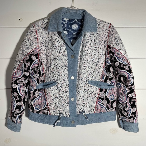 Anthropologie BlankNYC Denim-Trimmed Reversible Patchwork Quilted Jacket Size XS - Picture 4 of 15